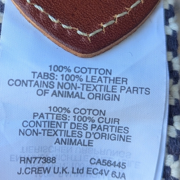 NWOT J. Crew Woven Cotton and Leather Nautical Sailor Belt Medium White Blue - Picture 4 of 6